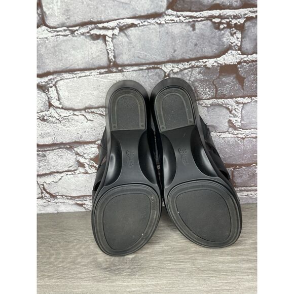 G.H. Bass & Co. MaryAnn Black Leather Wedge Slip On Sandals Women Sz 8M US/39EU - Picture 8 of 16